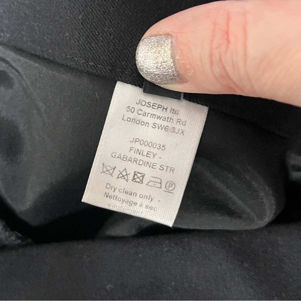 Joseph 'Finley' Gabardine Straight Leg Pants Italian Bi‑Stretch Twill Black US 8 - Picture 7 of 16